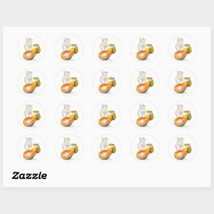 Sticker Rond Souris Charmeuse sur une Poire