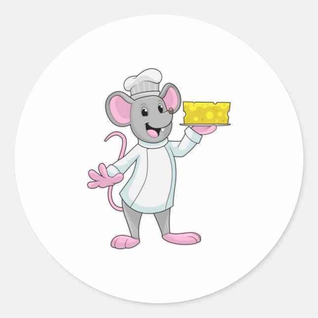 Sticker Rond Souris comme cuire avec du fromage (Devant)
