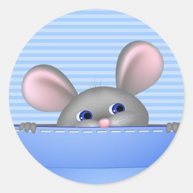 Sticker Rond Souris Dans La Poche (Devant)