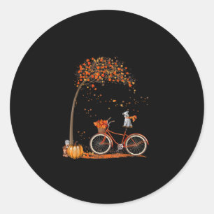 Sticker Rond Souris D'Automne De Schnauzer Dog Et De Citrouille
