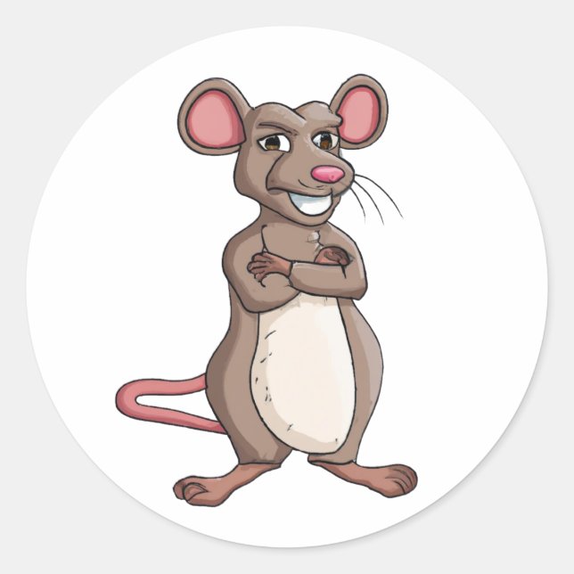 Sticker Rond Souris de personnage de dessin (Devant)
