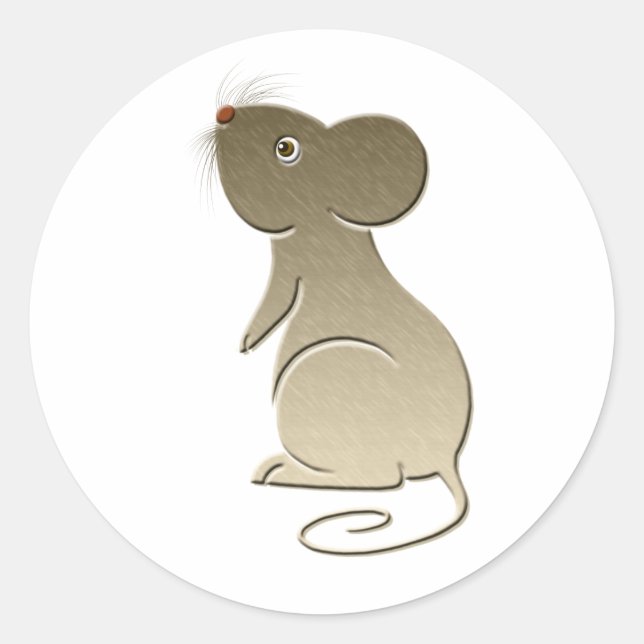 Sticker Rond Souris d'or mignonne (Devant)