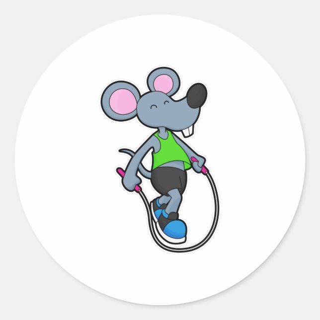 Sticker Rond Souris en forme avec corde (Devant)