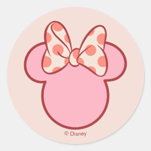 Sticker Rond Souris en silhouette à noeud à pois doux