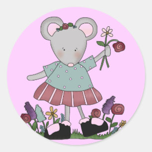 Sticker Rond Souris grise en T-shirts et cadeaux de jardin