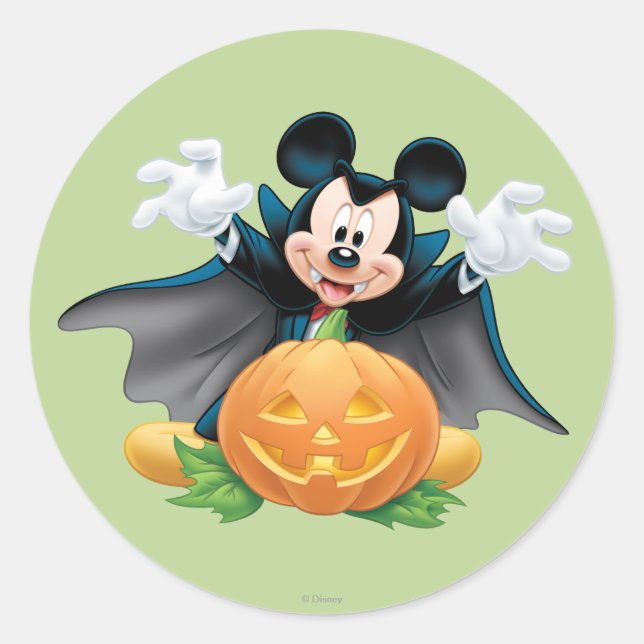 Sticker Rond Souris Mickey Halloween 1 (Devant)