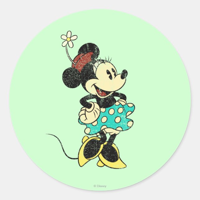 Sticker Rond Souris Minnie Classique Vintage (Devant)