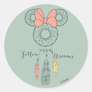 Sticker Rond Souris Minnie Dream Catcher Suivez vos rêves