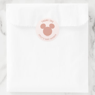 Sticker Rond Souris Minnie Rose Baby shower Confetti