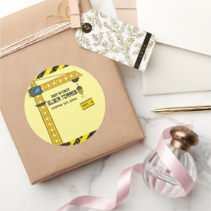 Sticker Rond Sous Construction Tower Cranes Baby shower