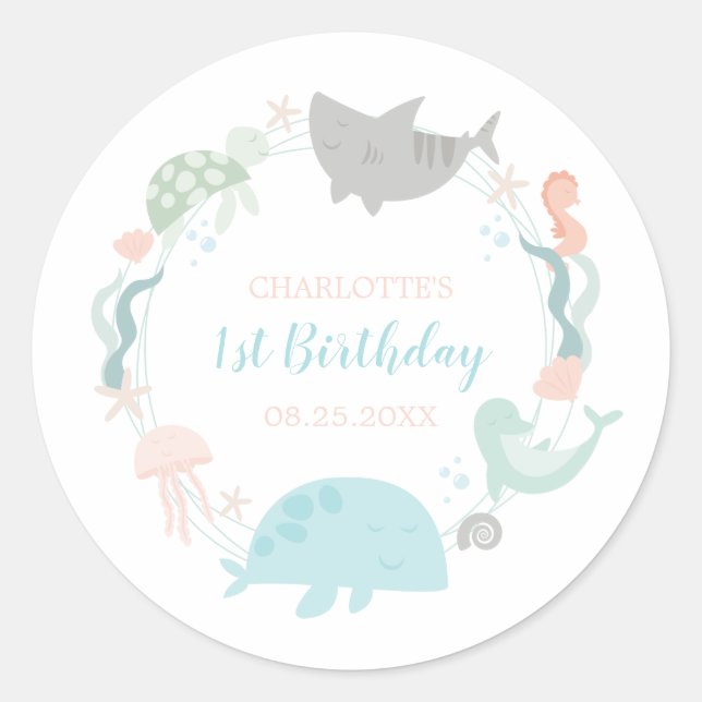 Sticker Rond Sous la mer Anniversaire (Devant)
