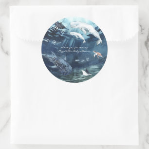 Sticker Rond Sous la mer Baby shower océanique