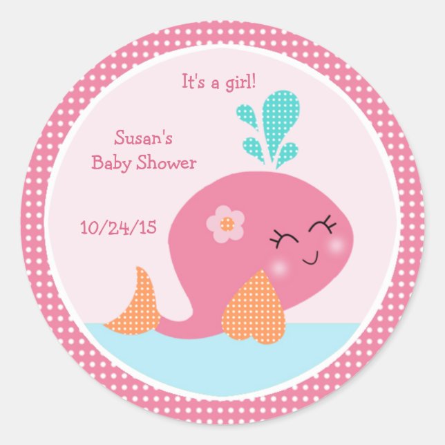 Sticker Rond Sous la mer/Stickers baleine rose/Cupcake Toppers (Devant)