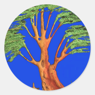 Sticker Rond Sous le ciel bleu : La collection d'arbres Acacia