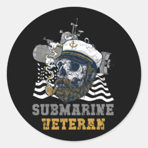 Sticker Rond Sous-marin militaire - sous-marinier - crâne Capta