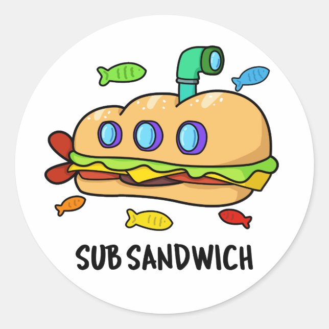 Sticker Rond Sous Sandwich Funny Food Pun (Devant)