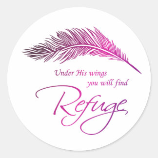 Sticker Rond Sous Ses Ailes Vous Trouverez Refuge