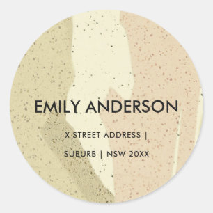 STICKER ROND SOUS-TLE PINK GRAY MODERNE VAGUES D'ART ABSTRAIT A