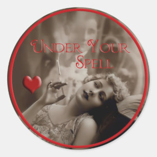 Sticker Rond Sous votre épée Vintage Valentine
