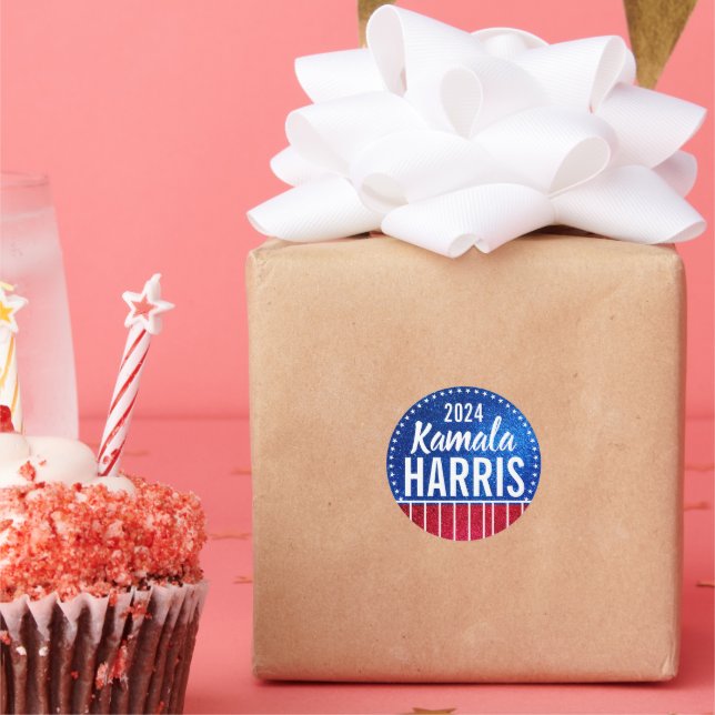 Sticker Rond Soutenez Kamala Harris 2024 Progrès et unité (Fête)