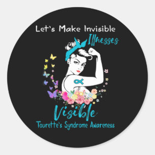 Sticker Rond Soutenez la sensibilisation au syndrome de Tourett