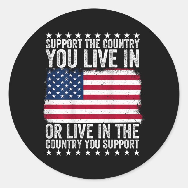 Sticker Rond Soutenez Le Pays Où Vous Vivez Dans Le Drapeau Amé (Devant)