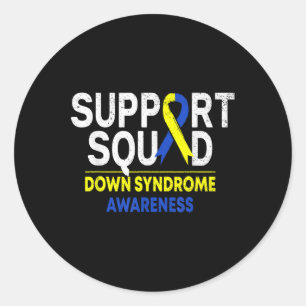 Sticker Rond Soutenez le syndrome de l'escroc vers le bas T21 S