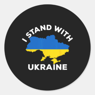 Sticker Rond Soutenez l'Ukraine Je suis avec l'Ukraine Carte uk