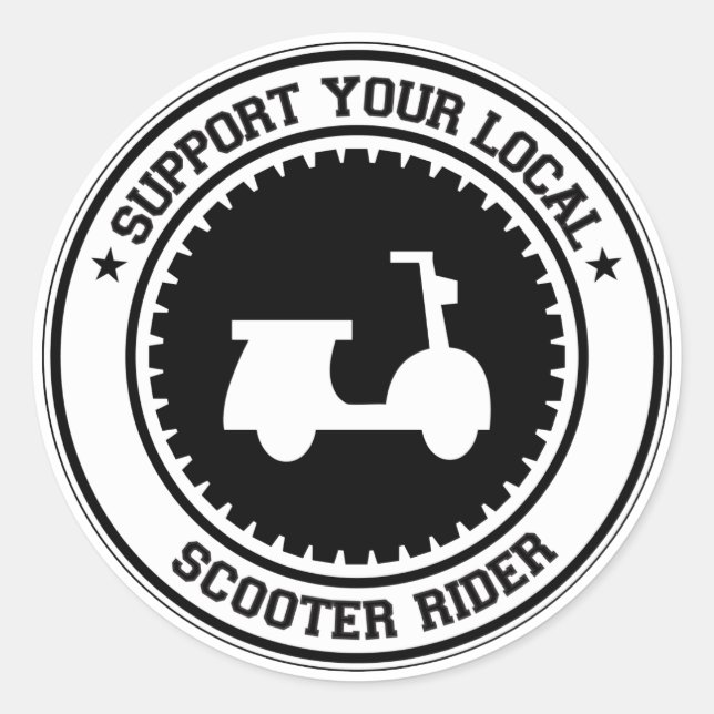 Sticker Rond Soutenez votre cavalier local de scooter (Devant)