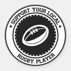 Sticker Rond Soutenez votre joueur local de rugby