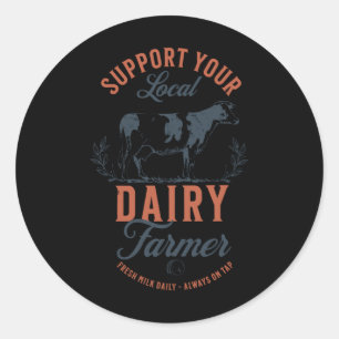 Sticker Rond Soutenez Votre Producteur Laitier Local, Mangez Du
