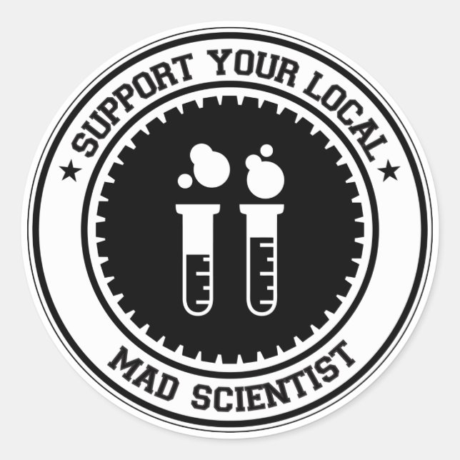 Sticker Rond Soutenez votre scientifique en chef local (Devant)