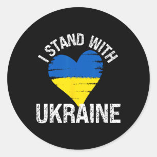 Sticker Rond Soutenir le drapeau du cœur de l'Ukraine Soutenir