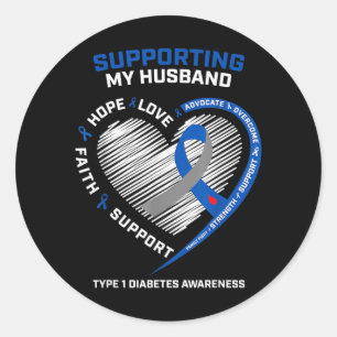 Sticker Rond Soutenir le mari diabétique de type 1 diabète de t