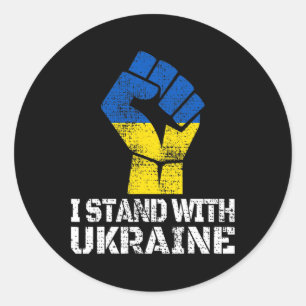 Sticker Rond Soutenir l'Ukraine Je suis avec l'Ukraine Drapeau