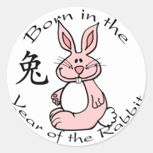 Sticker Rond Soutenu par année du lapin