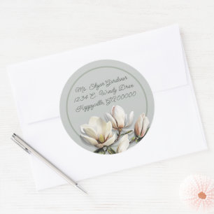 Sticker Rond Southern Magnolia Flowers Adresse de retour