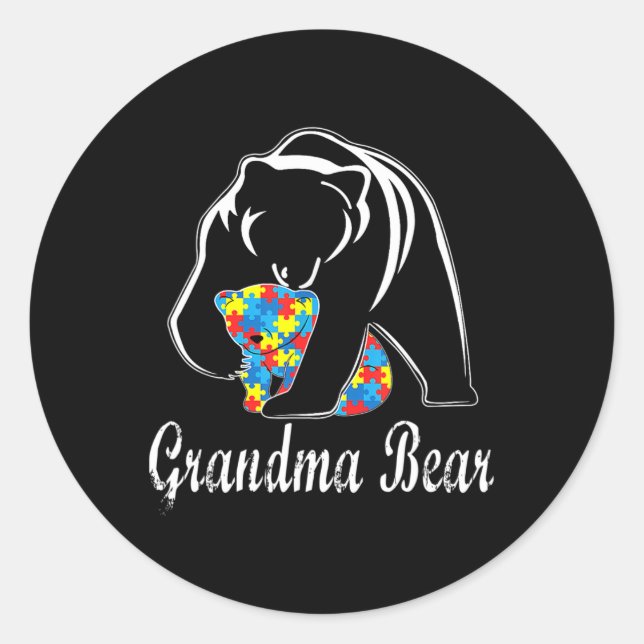 Sticker Rond Soutien à l'ours de grand-mère sensibilisation sur (Devant)