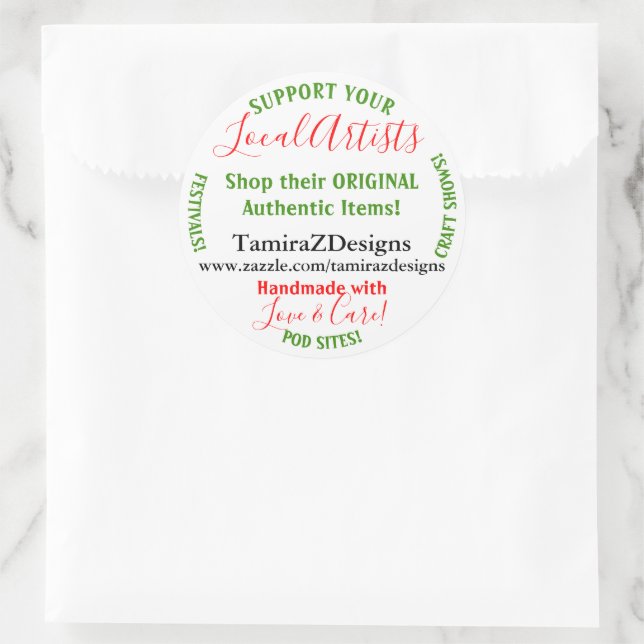 Sticker Rond Soutien aux artistes locaux (Sac)
