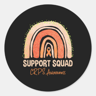 Sticker Rond Soutien Crps sensibilisation Rainbow Orange Ribbon