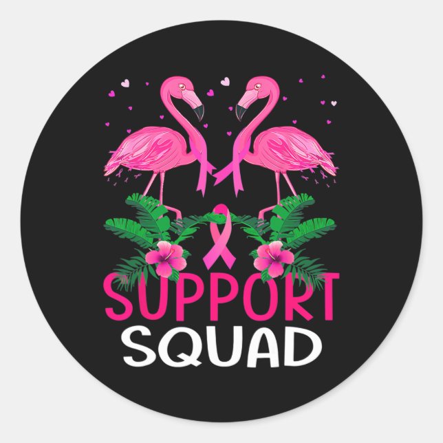 Sticker Rond Soutien du guerrier Équipe Flamant rose Cancer du  (Devant)