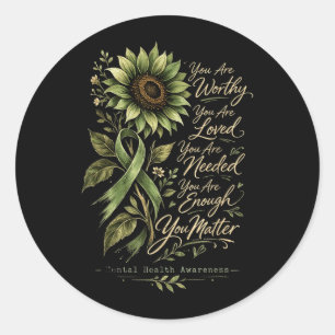 Sticker Rond Soutien en santé mentale digne d'amour et de besoi