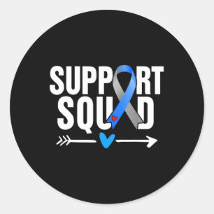 Sticker Rond Soutien Escadron Grey Blue Ribbon Sensibilisation 