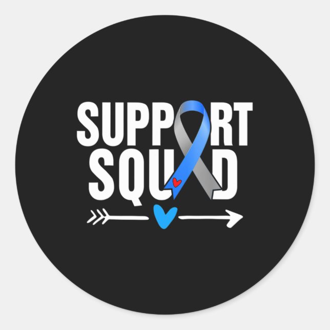Sticker Rond Soutien Escadron Grey Blue Ribbon Sensibilisation  (Devant)