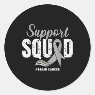 Sticker Rond Soutien pour le cancer du cerveau Squad Gray Ribbo