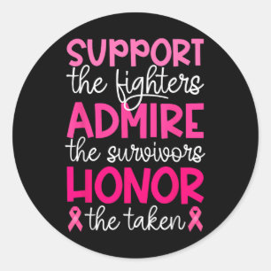 Sticker Rond Soutien pour le cancer du sein Admirez le cancer d