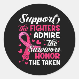 Sticker Rond Soutien pour le cancer du sein Admirez le cancer d