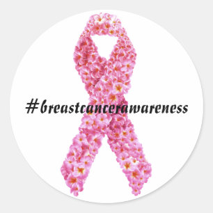 Sticker Rond Soutien Sensibilisation au cancer du sein Ruban ro
