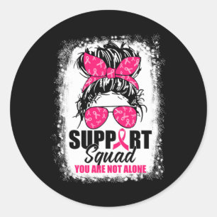 Sticker Rond Soutien Squad Messy Bun Guerrier Cancer du sein Aw