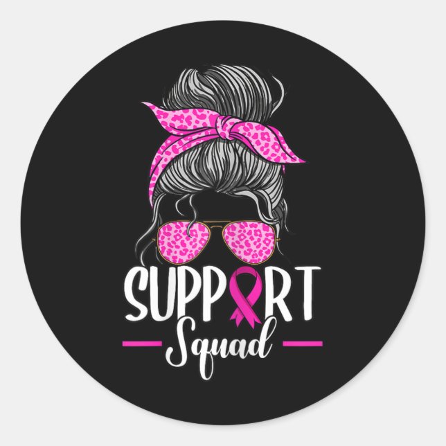 Sticker Rond Soutien Squad Messy Bun Sensibilisation au cancer  (Devant)